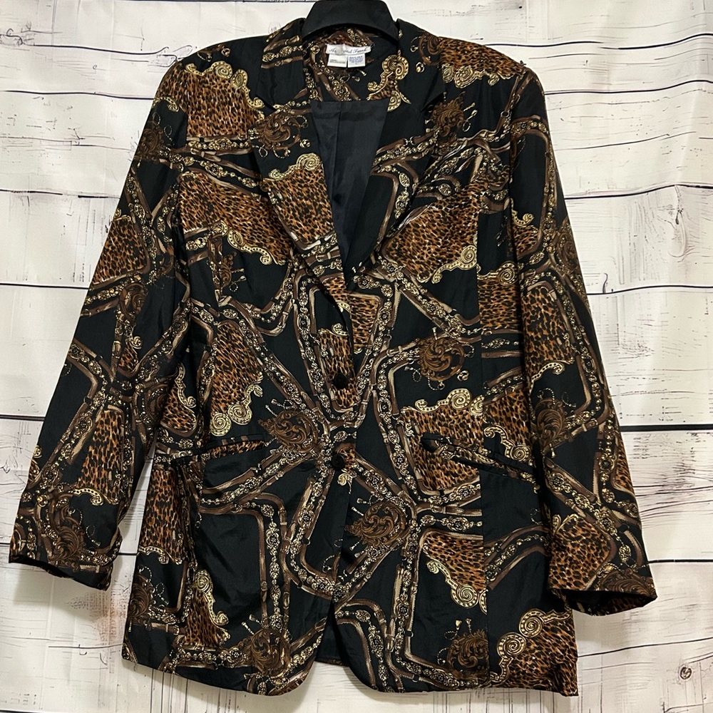Anna and Frank | Vintage Women's 100% Silk Black Design Women's Size Large L